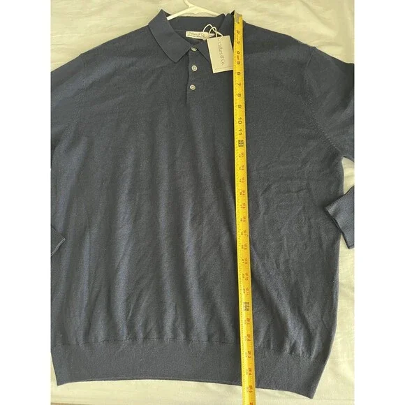 NEW Collars & Co Merino Wool Long Sleeve Polo Sweater Mens XXL Luxury Preppy - Picture 7 of 8